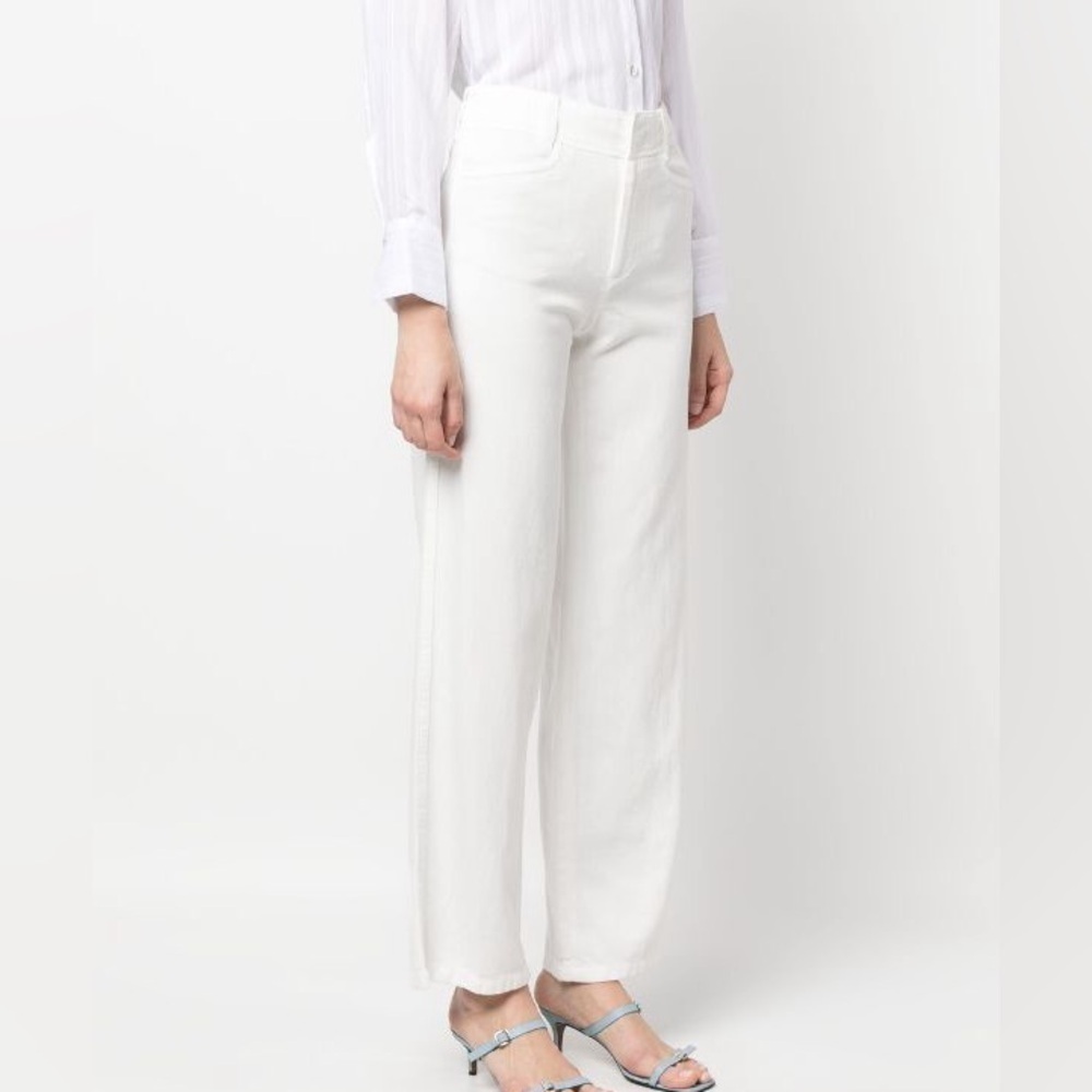 Vince White High Waist Straight Leg Pants Sz 4 Linen Blend - Picture 2 of 13